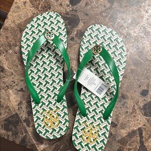 Tory Burch Green Flip Flops